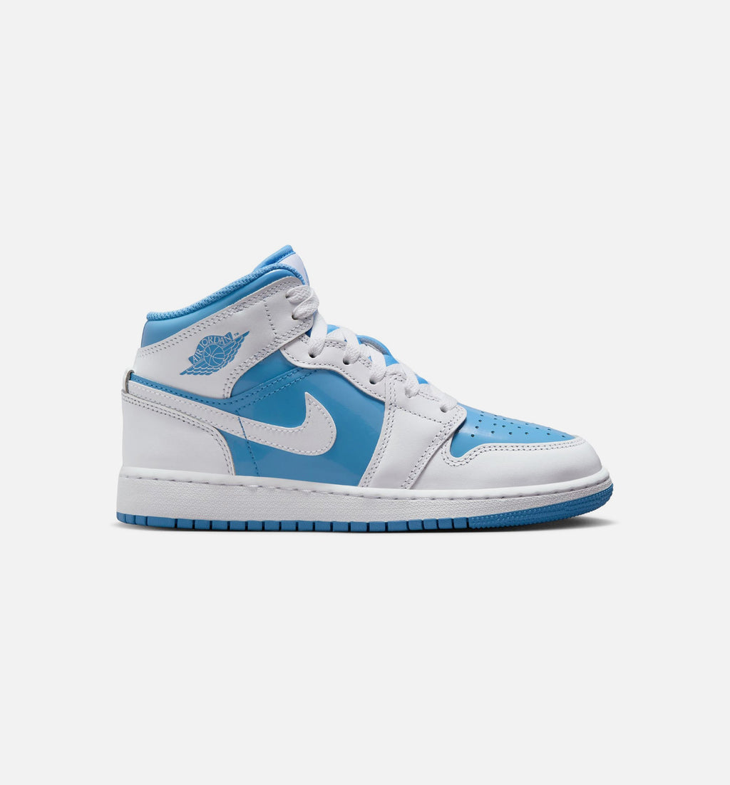 Air Jordan 1 Mid Legend Blue Grade School Shoes - White/Legend Blue
