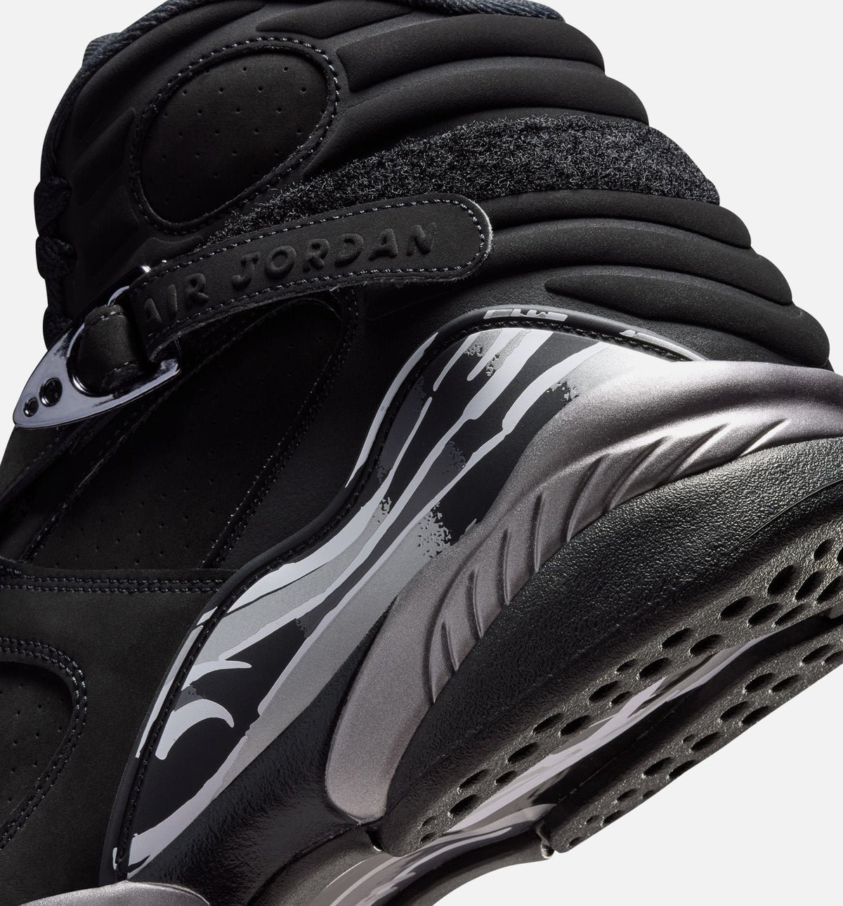 Air Jordan 8 Retro Chrome Black and Light Graphite Men's Shoes - Black/White/Light Graphite