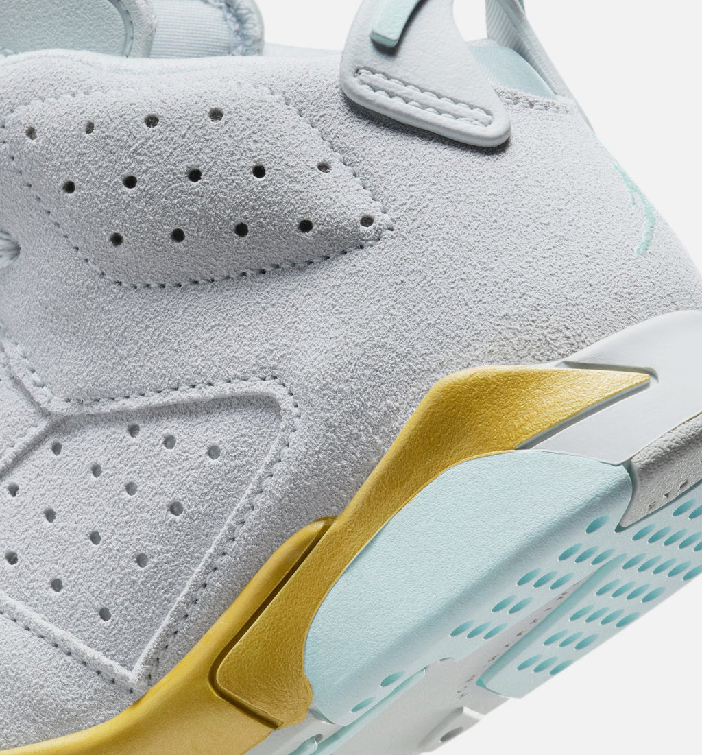 Air Jordan 6 Retro Pearl Preschool Shoes - Pure Platinum/Glacier Blue/Metallic Gold