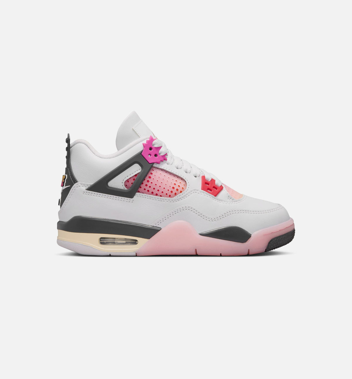 Air Jordan 4 Retro Comic Grade School Shoes - Off White/Fire Pink/Anthracite