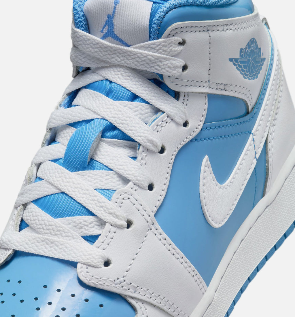 Air Jordan 1 Mid Legend Blue Grade School Shoes - White/Legend Blue