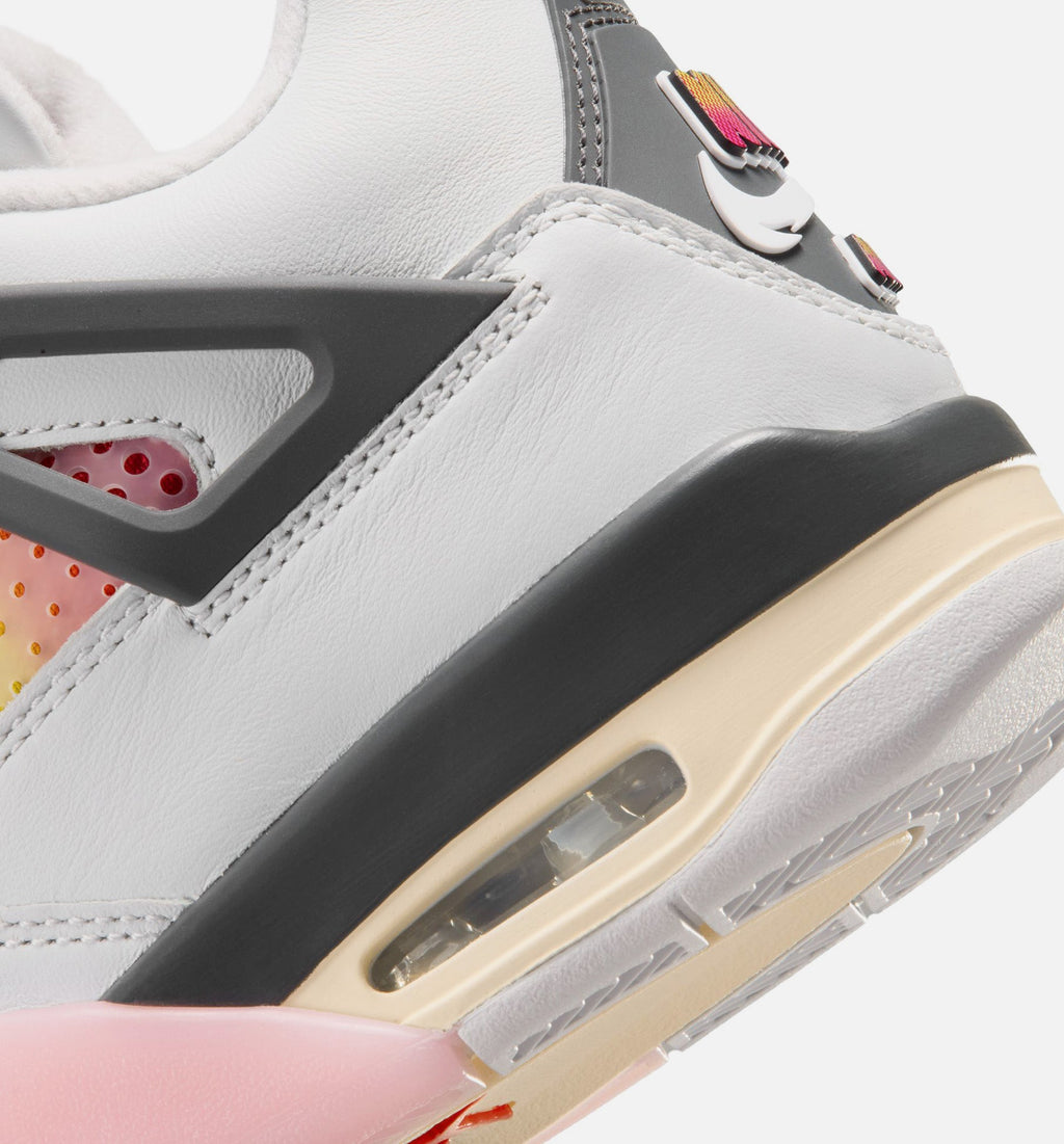 Air Jordan 4 Retro Comic Grade School Shoes - Off White/Fire Pink/Anthracite