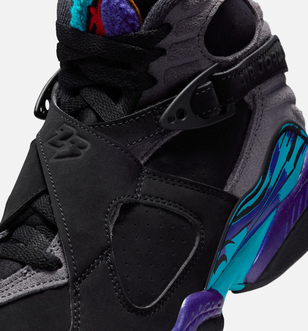 Air Jordan 8 Retro Aqua Grade School Shoes - Black/Multi-Color/Bright Concord/Multi-Color