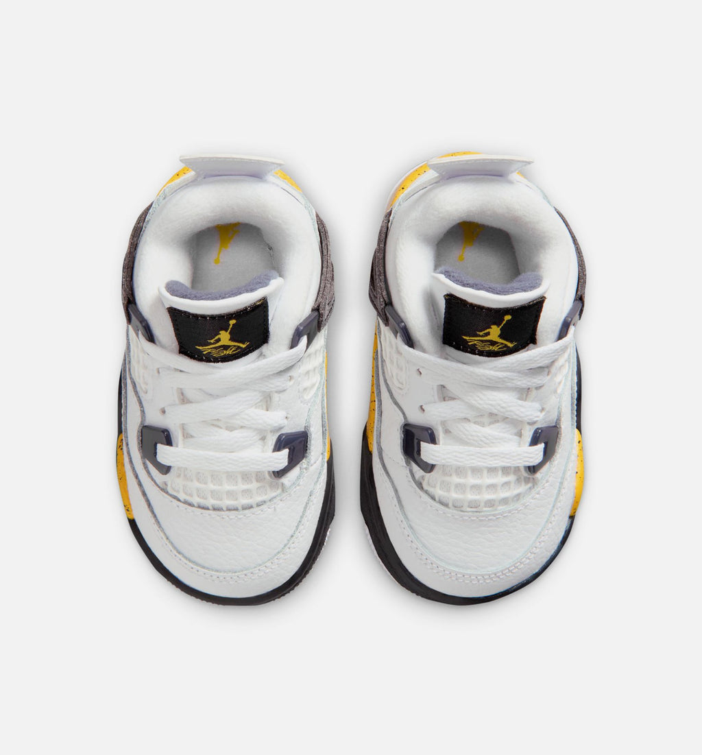 Air Jordan 4 Retro Rare Air Tour Yellow Infant & Toddler Shoes - White/Dark Blue Grey/Black/Tour Yellow