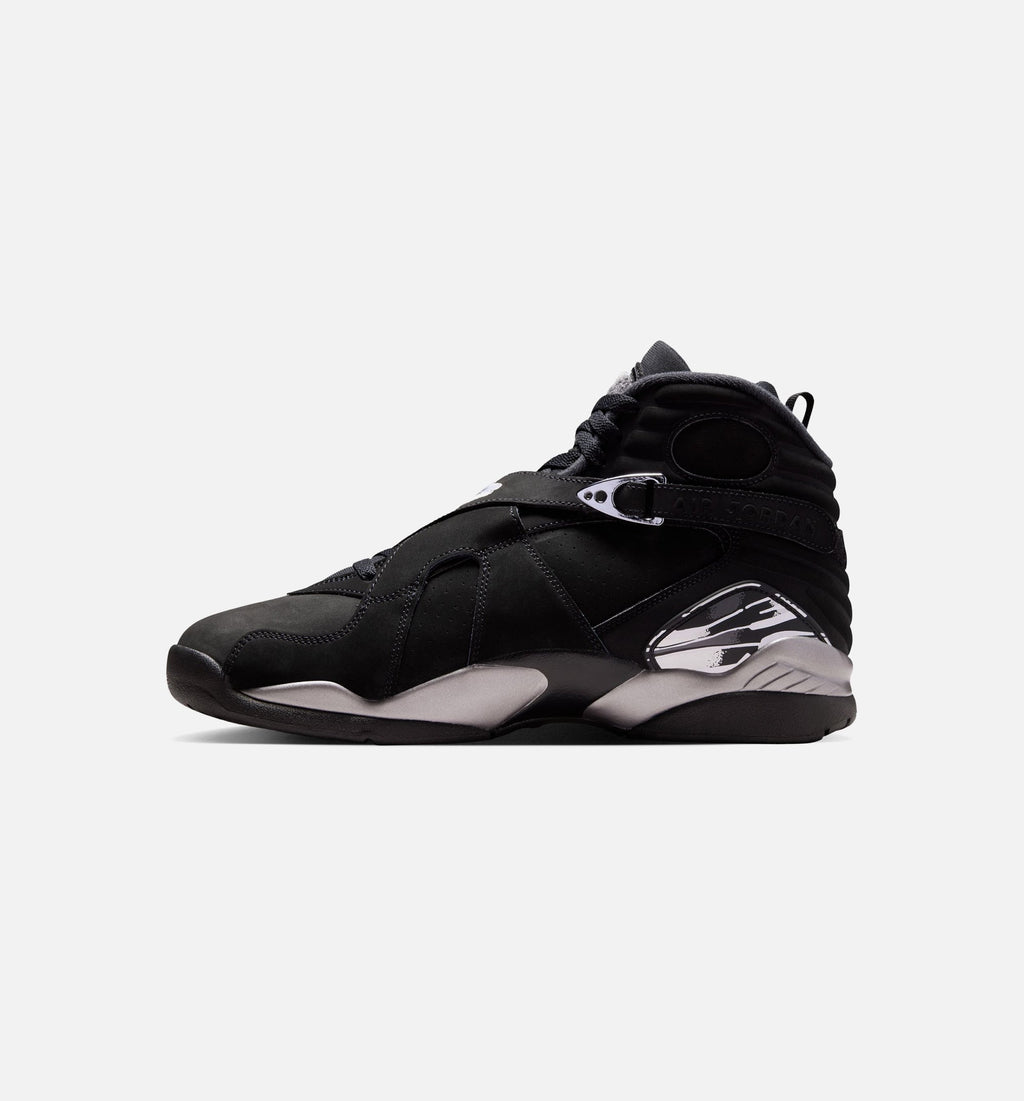 Air Jordan 8 Retro Chrome Black and Light Graphite Men's Shoes - Black/White/Light Graphite
