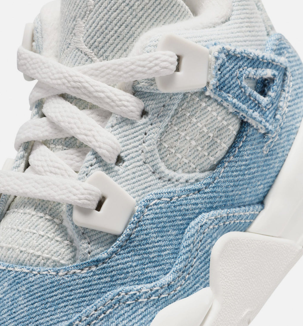 Air Jordan 4 Retro Worn Blue Infant & Toddler Shoes - Sail/Worn Blue/Metallic Gold