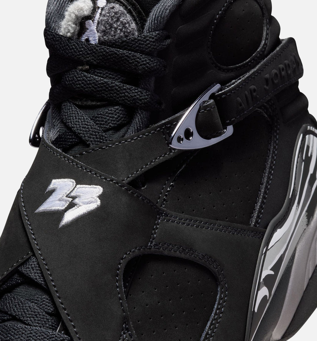 Air Jordan 8 Retro Chrome Black and Light Graphite Men's Shoes - Black/White/Light Graphite