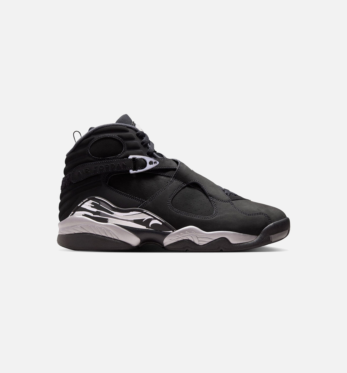 Air Jordan 8 Retro Chrome Black and Light Graphite Men's Shoes - Black/White/Light Graphite